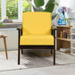 Living Room > Accent Chairs - Retro Modern Classic Yellow Linen Wide Accent Chair With Espresso Wood Frame