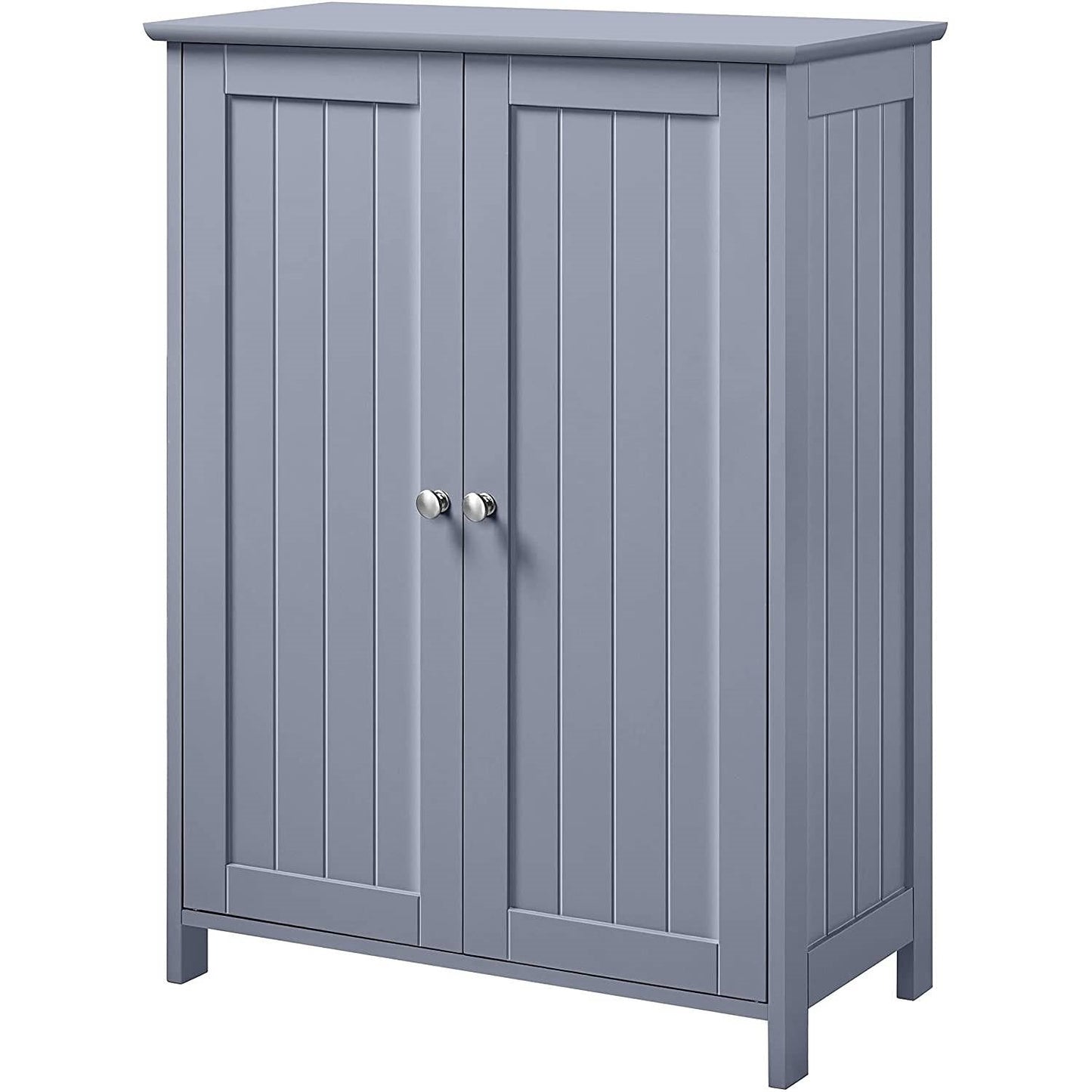 Bathroom > Bathroom Cabinets - Gray Wood 2-Door Freestanding Bathroom Floor Cabinet Kitchen Storage Cupboard