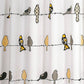 Bathroom > Shower Curtains - 72 X 72 Inch Yellow Grey Birds Floral Polyester Machine-Washable Shower Curtain