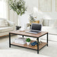 Living Room > Coffee Tables - Modern 2-Tier Metal Wooden Coffee Table In Natural Wood Finish
