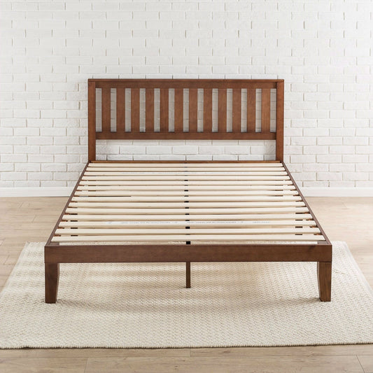 Bedroom > Bed Frames > Platform Beds - Queen Size Mission Style Solid Wood Platform Bed Frame With Headboard In Espresso Finish