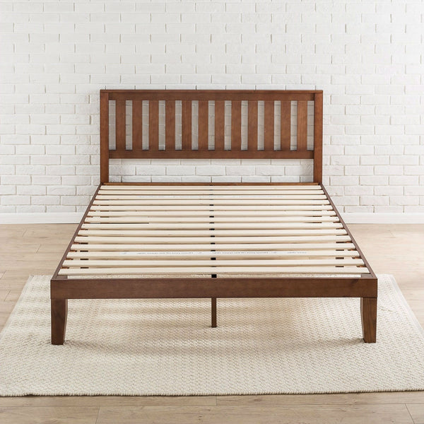 Bedroom > Bed Frames > Platform Beds - Queen Size Mission Style Solid Wood Platform Bed Frame With Headboard In Espresso Finish