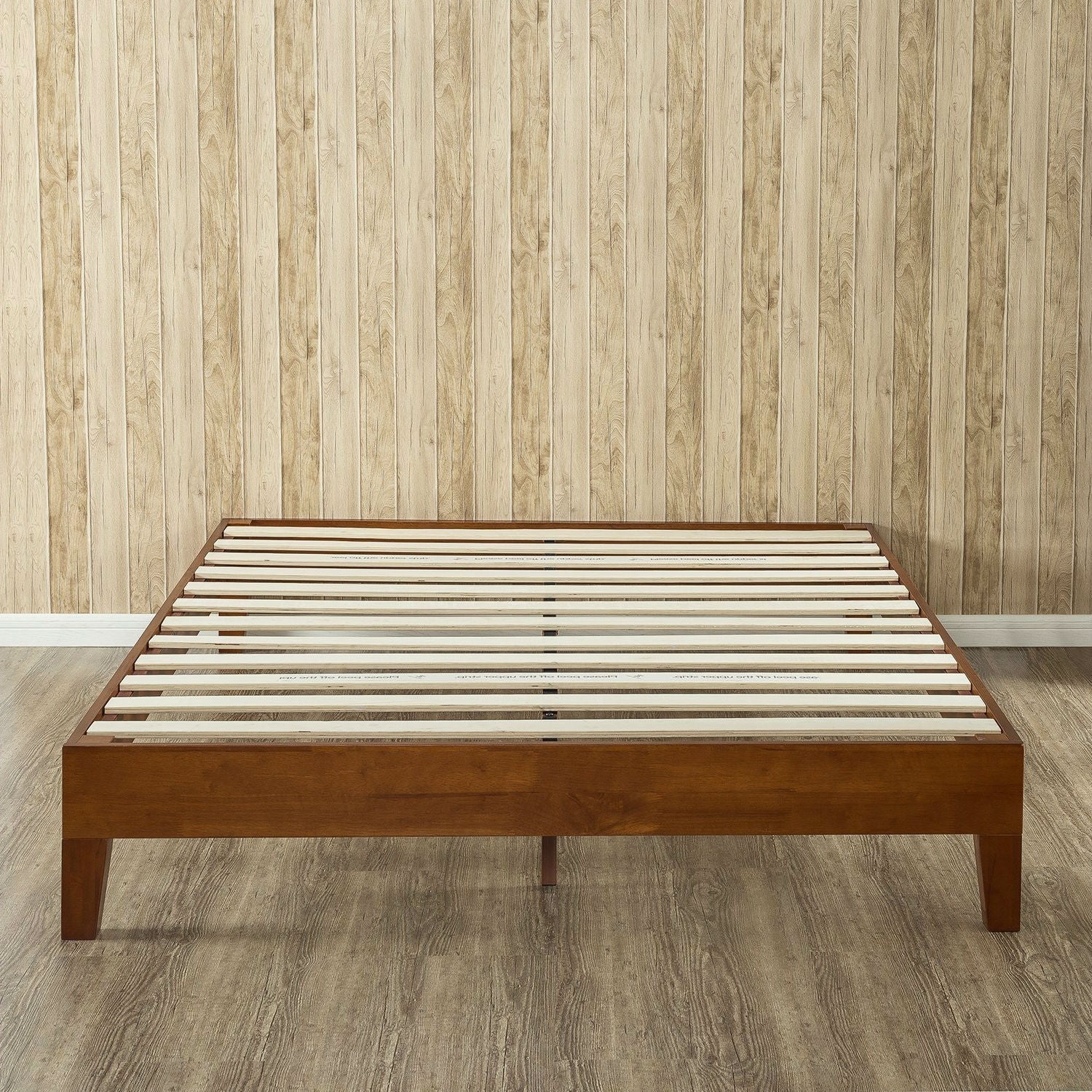 Bedroom > Bed Frames > Platform Beds - Twin Size Low Profile Wooden Platform Bed Frame In Cherry Finish