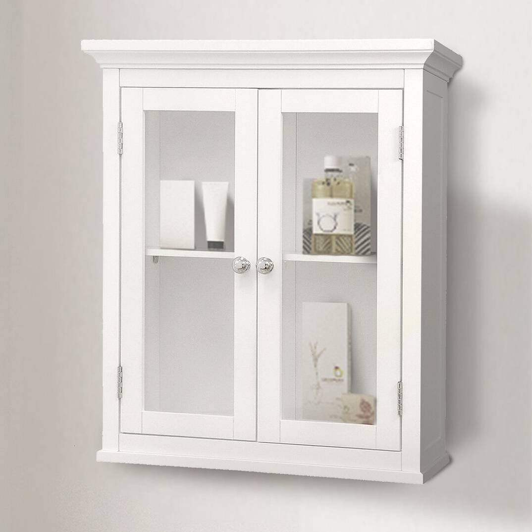 Bathroom > Bathroom Cabinets - Classic 2-Door Bathroom Wall Cabinet In White Finish