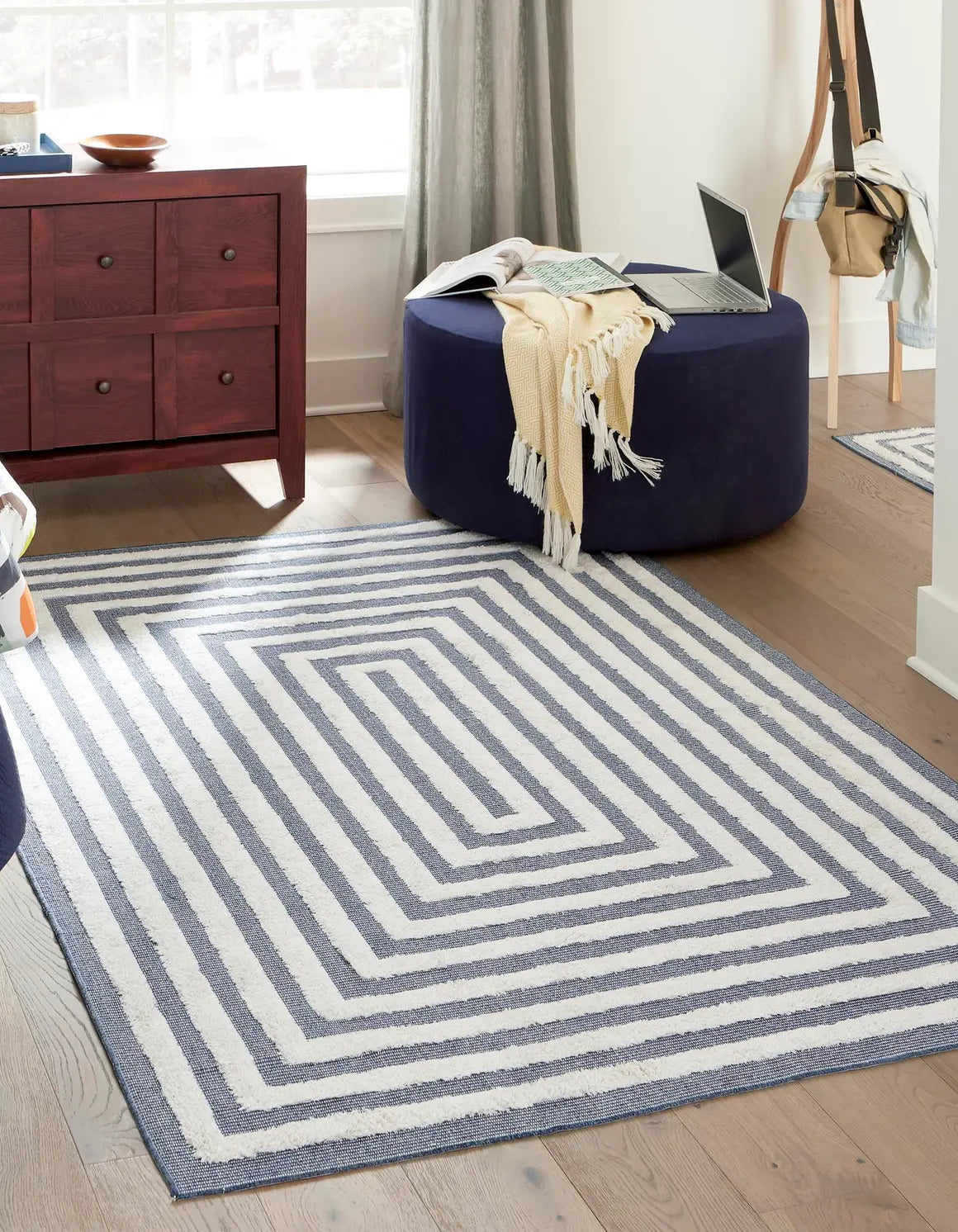 Navy Blue Sabrina Soto Casa Rectangle Rug