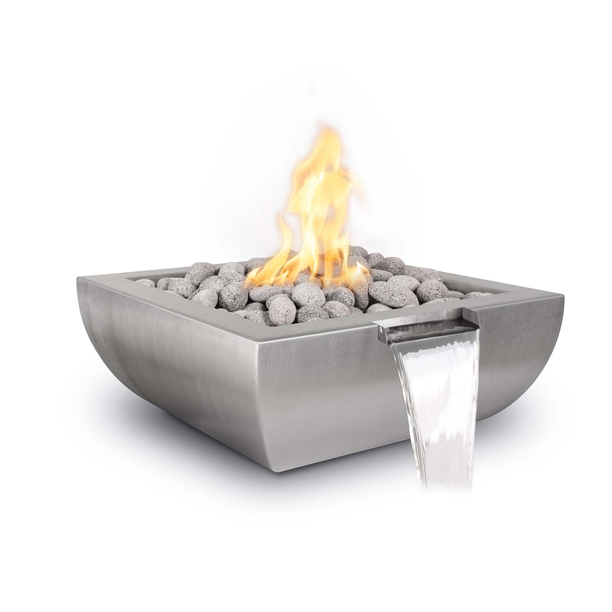24" Avalon Stainless Steel Fire & Water Bowl - 12V Electronic Ignition-Novel Home