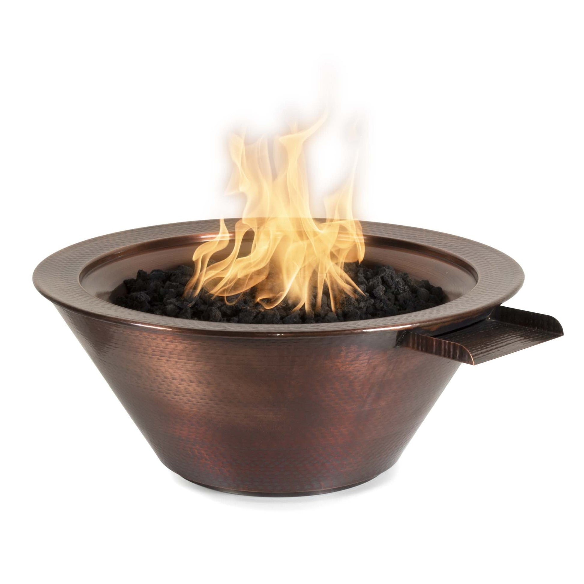 30" Cazo Hammered Copper Fire & Water Bowl - 12V Electronic Ignition-Novel Home