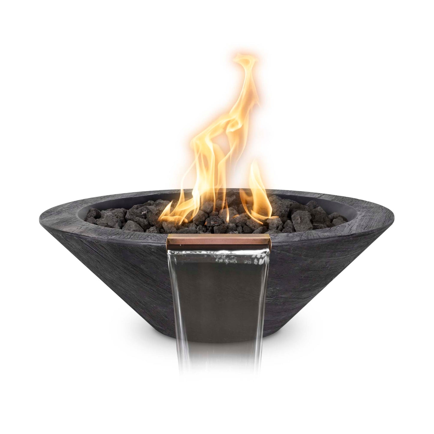 24" Cazo Wood Grain Fire and Water Bowl - 12V Electronic Ignition-Novel Home