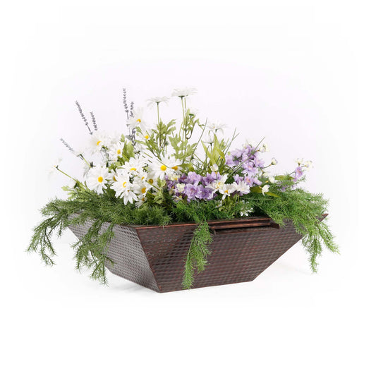 24" Maya Hammered Copper Planter with Water Bowl-Novel Home