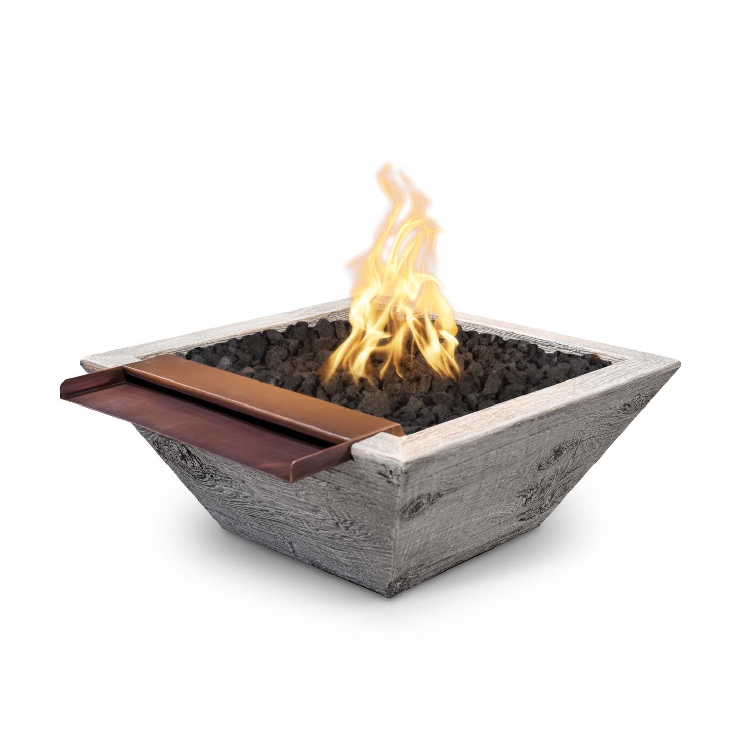 30" Maya Wood Grain Fire and Wide Spill Water Bowl - 12V Electronic Ignition-Novel Home