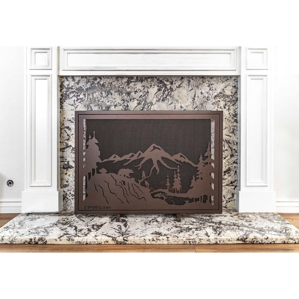 40 X 30 Big Bear Fireplace Screen - Powder Coated Steel-Novel Home