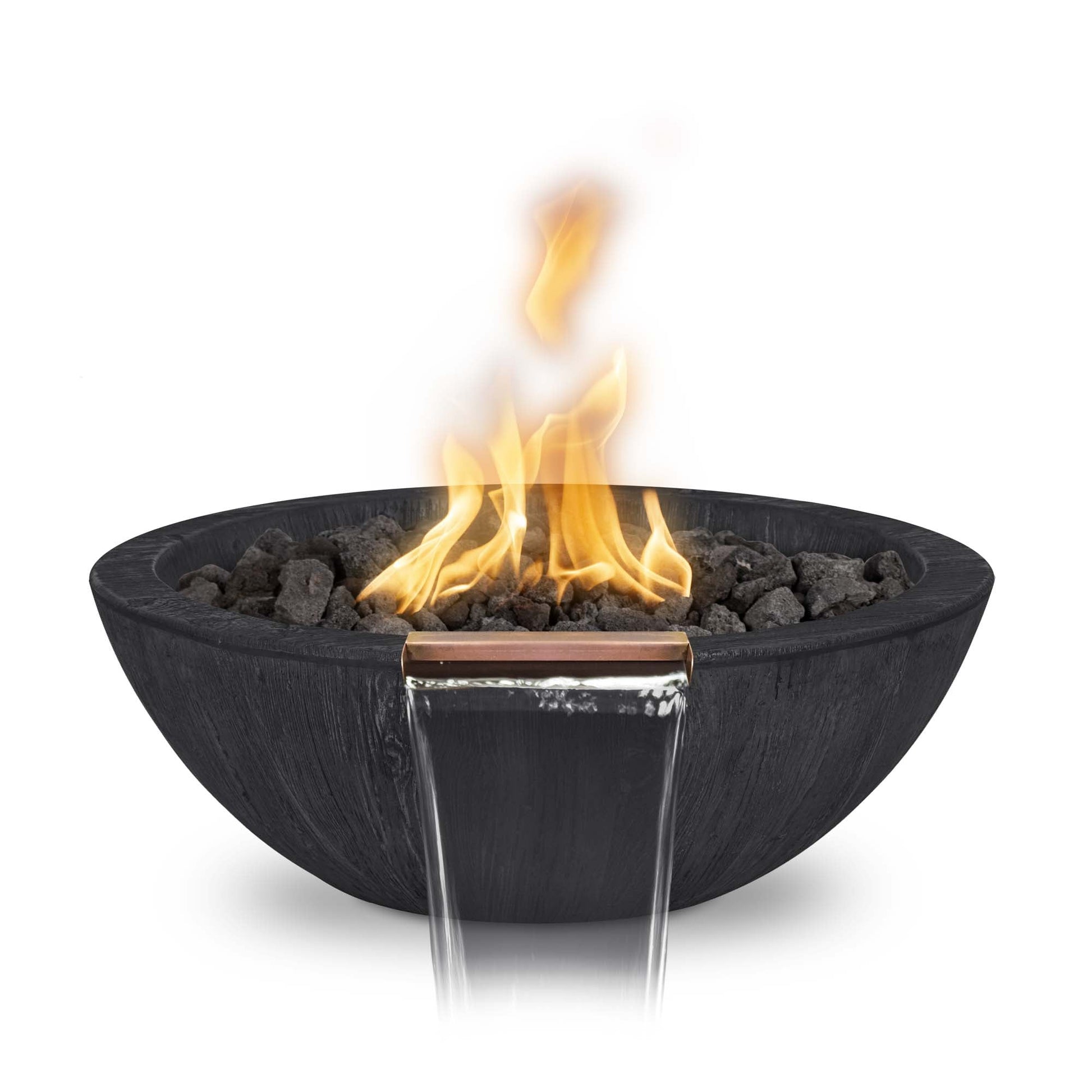 27" Sedona Wood Grain Fire and Water Bowl - 12V Electronic Ignition-Novel Home