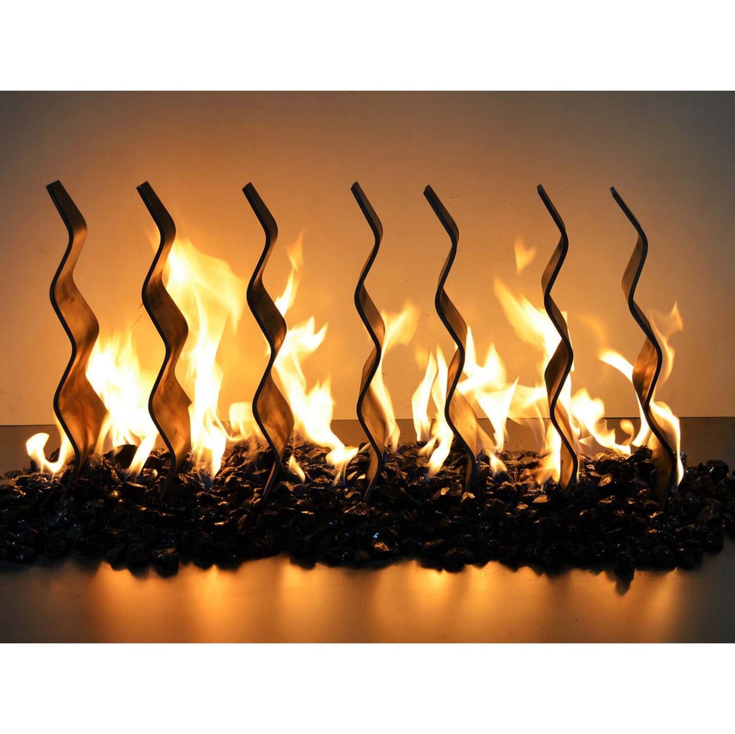 6" x 36" Black Steel Fireplace Waves-Novel Home